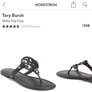 Tory Burch Miller flip flop black leather